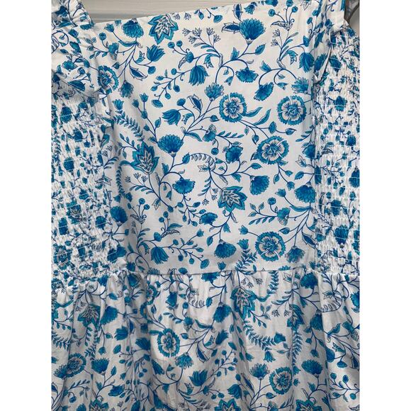 Draper James White Cotton Floral Poplin Tiered Midi Cottagecore Dress Size XL - Picture 4 of 10